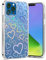 Efitoo Compatible with iPhone 12 Pro Max Case Glitter Clear with Design Laser Holographic Rainbow 3D Heart Love Sparkle Cute Bling Hard PC & TPU Shockproof Protective Women Girls Phone Cover