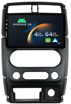YUNTX [2+64G] Android 16 IPS 9 Autoradio für Suzuki Jimny (2007-2015)-[Eingebautes Wireless CarPlay/Android Auto/GPS/Lenkradkontrolle/360 Camera/Bluetooth 5.0/2 Din/USB/RDS]+Rückfahrkamera
