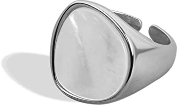 MAYIYAHO Silber Farbe Geometrie Weiß Perlmutt Rins für Frauen Mode Retro Temperament Offener Ring Französischer Schmuck Geschenke