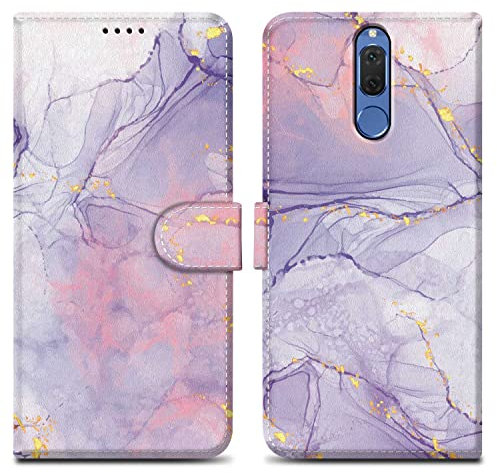 Cadorabo Hülle kompatibel mit Huawei Mate 10 LITE - Design Pink Lila Marmor No. 5 - Schutzhülle mit Magnetverschluss, Standfunktion und Kartenfach
