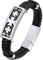 Bracelet Homme Cuir 19 cm Cadeau Homme Templiers Croix Acier Gourmette Garcon Juif Amulette de Protection Fermoir Magnétique Cadeau Copain Petit Ami Jeune Adult