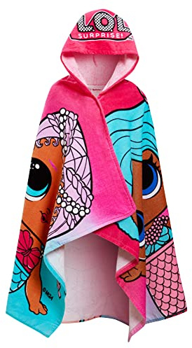 LOL Surprise Puppen Kapuzentuch aus 100% Baumwolle Mädchen Poncho Großes Strandhandtuch Badetuch Schwimmumhang