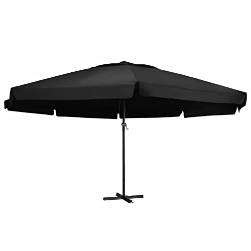 Camerina Sonnenschirm mit Aluminium-Mast 600 cm Schwarz Reise Sonnenschirm FüR Koffer