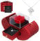 Eternal Flowers Rose with Necklace Apple Gift Box, Real Rose that Never Wither with Four-leaf Clover Eternal Heart Necklace,Romantic Gifts for her on Anniversaries,Birthday Valentine's Day (Red)