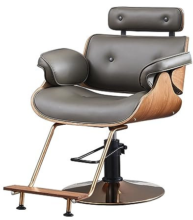 OSmari Hydraulic Barber Chairs Classic Leather 360 Degree Swiveling Adjustable Height for Salon Beauty Tattoo Hairdressing Shaving Styling Chair,Grey
