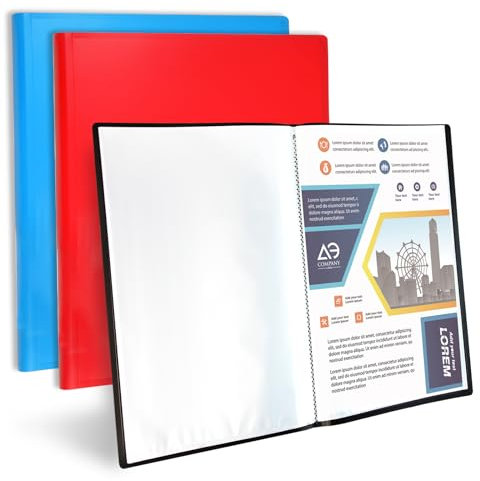 A4 Display Folder with Pockets - Display Book Presentation Folders Portfolio Project Folder Certificate Folder with Plastic Sleeves, 3 x 110 Pockets (Black, Blue, Red)