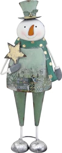 Trend Line Dekofigur Metall Schneemann 63 x 27 cm grün-weiß Figur
