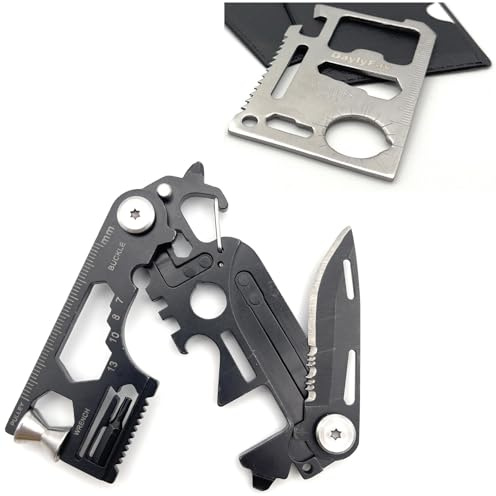 2pcs Multi Tool for Men, Credit Card Tool Wallet, Multi Tool, Small Folding Multipurpose Tool/Knife, Bottle Opener, Bicycle Driver Wrench, Keychain Clip/Hole for Kitchen, Camping, Hiking