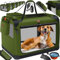 Lovpet® Transportbox Hund Katze Transporttasche XXL 91,4x63,5x63,5cm | Hunde-Tragetasche Faltbare Katzentasche | Haustier-Transportbox inkl. Hundenapf & Schultergurt | für Katzen Hunde Khaki