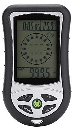 Digitales Höhenmesser Barometer, Langlebiger Höhenmesser Kompass mit Seil, Schwarzes Tragbares Multifunktionsbarometer für Outdoor Sportler