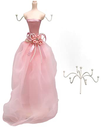 Présentoir à Bijoux Mannequin, Modèle de Robe de Princesse en Résine avec 8 Support, 38cm Support à Bijoux, étagère Organisateur de Bibelots pour Suspendre le Rangement des Boucles Oreilles Bracelet