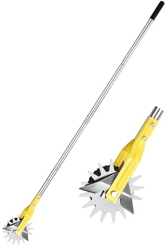 YEELOR Tagliabordi rotanti a ruota, lunghezza regolabile, in acciaio inox, strumento per il prato, strumento per il prato manuale, per marciapiedi, giardini, vialetti e aiuole, giallo
