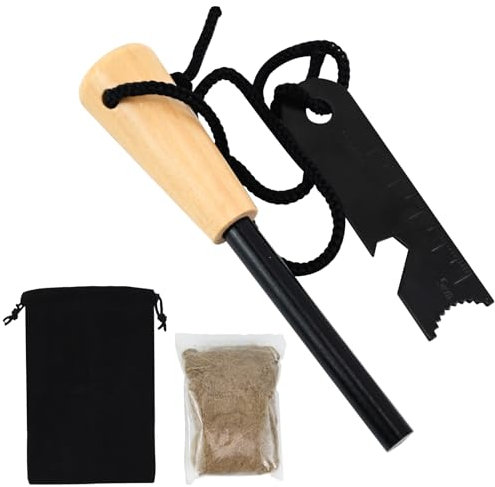 Kit de magnesio multifunción, negro supervivencia brújula, reutilizable aventura al aire libre iniciador de fuego, herramienta de supervivencia