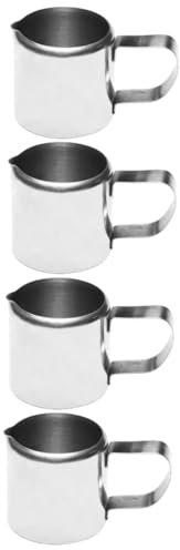 PAMINGONO 4stücke Mini Milchkanne Aus Edelstahl Für Kaffee Und Soßen Vielseitig Einsetzbar Für Latte Art Und Espresso Perfektes Zubehör Für Küche Und Bar