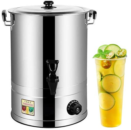 30L/40L Commercial Catering Urn, Hot Water Boiler Dispenser, Soup Kettle Buffet Warming Pot, 30-110°C temperature control knob, Electric Boiling Water Bucket 40L no-faucet