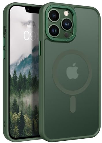 GaoBao Cover per iPhone 13 Pro 6,1” [Compatibile con Magsafe] Custodia Opaco Magnetica Sottile e Traslucida, Protezione Antiurto e Antigoccia, Protettiva Anti-Impronta (Verde Scuro)