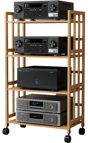 mueble equipo Soporte De Medios Audiovisuales De 4 Niveles Con Ruedas, Estante Para Consola De Videojuegos Con Estantes Ajustables, Torre De Rack De Audio Para Switch/consolas De Juegos(4 tier 55x38x1