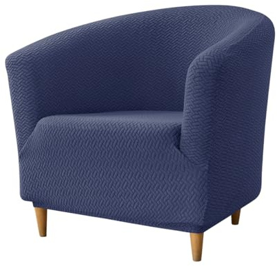 Hearda Sesselschoner Sesselbezug 1 Stück, Marineblau Elastisch Stretch Sesselhusse Sesselüberwurf | Jacquard Club Chair Sessel Bezug für Clubsessel Cocktailsessel Universal