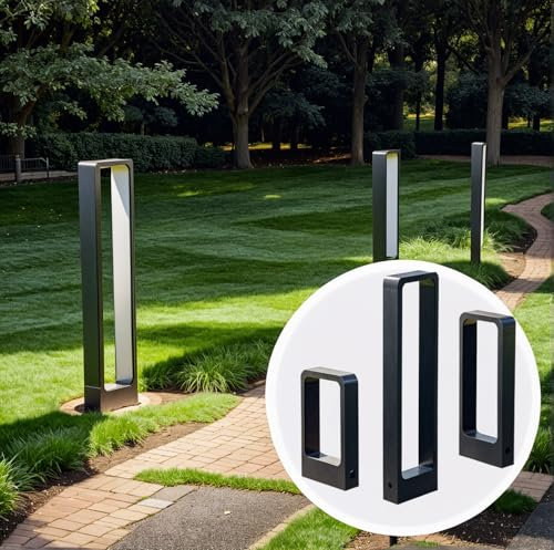 Borne lumineuse moderne IP65 étanche à LED 30/60/80 cm, éclairage des allées extérieures en aluminium moulé sous pression, couleur de lumière ajustable (blanc/blanc chaud) 10W certifié CE