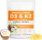 Vitamin D3 10000 iu Plus K2 200 mcg, 120 Capsules 2 in 1 Vitamin D3 K2 with Coconut Oil Supports Calcium Absorption, Bone, Immune, & Heart Health