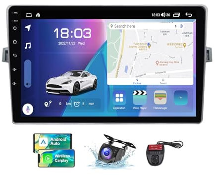 ZZPHKK Android 13 9 Zoll QLED Touchscreen Autoradio Stereo für Toyota Verso R20 2009-2018 mit Wireless Carplay Android Auto/Car Local Weather/SWC/DSP/FM RDS DAB+ Radio/Bluetooth(NF-3)