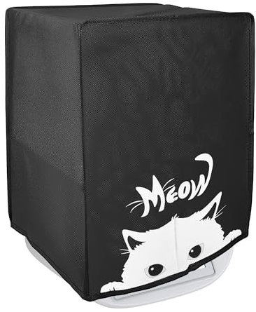 kwmobile Hülle kompatibel mit Thermomix TM5 / TM6 mit Varoma - Küchenmaschine Abdeckhaube - in Schwarz Weiß Neugierige Katze