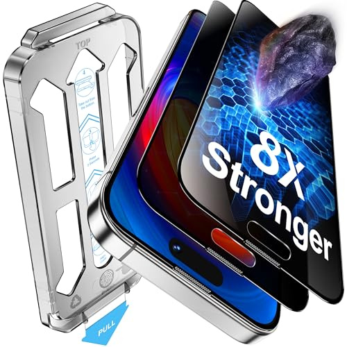 Tentoki Sichtschutz für Panzerglas iPhone 15 Plus / 16 Plus (6,7 ),25°Anti-Spionage Schutzfolie kompatibel mit Face ID, 8X stärker Panzerfolie,[Auto Dust Elimination mit Ultra Fit Tray] 2 Stück