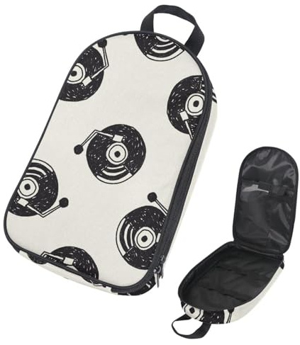 VAPOKF Travel Camping Utensils Organizer Bag, Doodle Music Disk Pattern Storage Bag for Cooking Utensil Set, Kitchen Accessories Storage Pouch for Outdoor BBQ, Bag Only