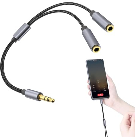 3.5mm Audio Cable Splitter - Headphone Jack Splitter,Stereo Pure Copper Headphone Adapter | Auxiliary Audio Cables, Compatible with, Phone Computer PC, Home/Car Stereos & More