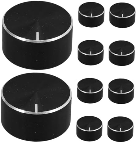 Perillas de Volumen 6mm 20x10mm para Amplificador, 10 Piezas | Aleación de Aluminio y Abs, Color Negro, Control Preciso y Montaje Sencillo para Sonido y Guitarra