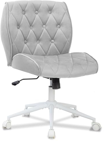 Symino Desk Chair, Height Adjustable Makeup Vanity Chairs with Wheels for Home Office Living Room Bedroom, Swivel Chairs, High Back Faux Suede Office Chair, 120kg Load Capacity | for Home Office Living Room Bedroom, Swivel Chairs, High Back Faux Suede Office Chair, 120kg Load Capacity