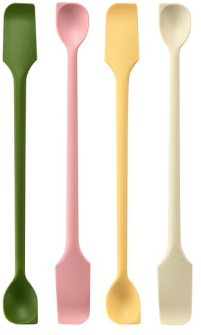 4 Pcs Mini Silicone Spatula Set, Double-Headed Small Spatula for Kitchen Jars, Flexible Rubber Spatula & Spoon for Jam, Honey, Marmite & Spreads, Food-Safe Jar Scraper, BPA Free