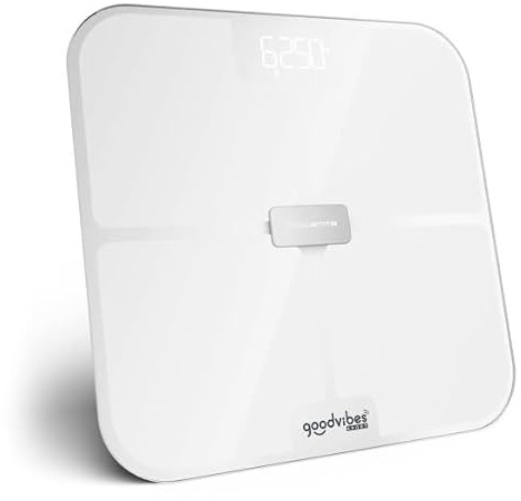 Rowenta Goodvibes Sport 2.0, intelligente Waage, Überwachung Ihrer Körperzusammensetzung, Genauigkeit bis zu 50 g, bis zu 200 kg, Intuitive App, BR9740F0