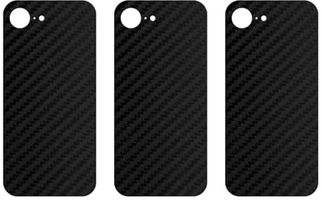 [3 Stück] apgo Protective Skin für Apple iPhone 16e – Rückseiten Skin Sticker, Wrap Folie, Vinyl Schutzfolie für die Rückseite, Motiv Carbon Schwarz