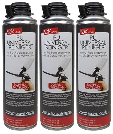 SDV Chemie PU Universal Schaum Reiniger 3x 500ml | Montageschaumreiniger, Bauschaumreiniger, NBS, Pistolenreiniger