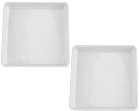 GAROZATION Square Plastic Plant Water Trays 2Pcs 15.7 Inch White Saucers for Indoor Plant Pots and Garden Balconies