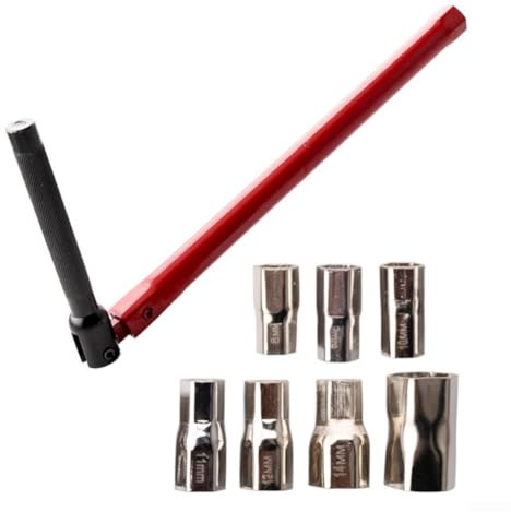 UrbanHui Verstellbares Steckschlüssel-Set für Sanitärinstallationen mit Mehrwinkel-Drehgriff und sicherem gerändeltem Griff, für Küchenspüle, Klempner, Reparatur, 7 Stück (8–14 mm)
