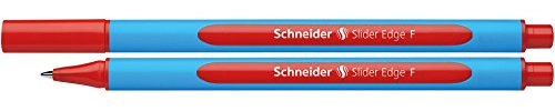 Schneider Schreibgeräte Kugelschreiber Slider Edge, Kappenmodell, F, rot, Schaftfarbe: cyan-rot, 10-er Pack