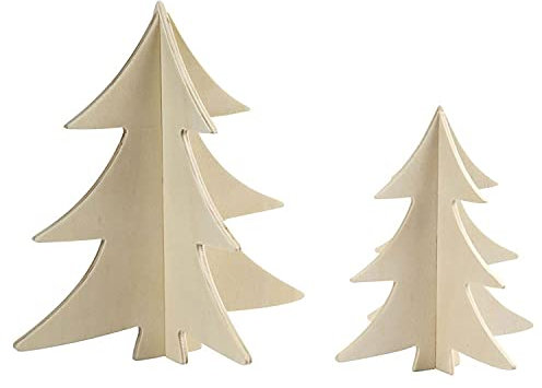 Árboles de Navidad, H: 13 + 18 cm, madera contrachapada, 2asstd