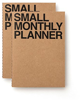 JSTORY Kleiner Monatsplaner Set von 2 genähten gebundenen flachen Lay kompakt handlich ganzjährig flexibel Cover ZielZeit Organizer dickes Papier umweltfreundlich anpassbar A6 16 Monate 18 Blatt je