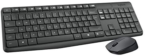 Logitech MK235 Combo Clavier et Souris Sans Fil pour Windows, Clavier Portuguais QWERTY - Gris