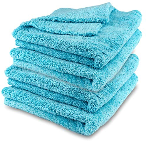 ELEXACLEAN Poliertücher, Staubtücher, Mikrofasertücher randlos, kratzfrei (4 Stück, 40x40 cm) Premium Flausch-Tuch für Auto, Lack, Innenraum, Haushalt