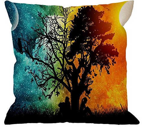 HGOD DESIGNS Kissenbezug, Baum des Lebens, Baumwollleinen, quadratisch, Standard-Kissenbezug für Männer und Frauen, Heimdekoration, Sofa, Sessel, Schlafzimmer, Wohnzimmer, 45,7 x 45,7 cm