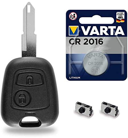 Boitier Télécommande Coque Plip Clé Peugeot 106 206 306 107 207 ✚ Pile CR2016 VARTA