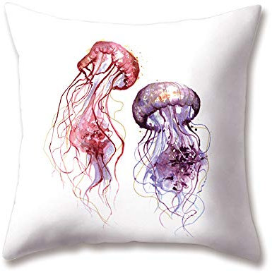 Hengjiang Qualle Kissen Marine Life Glowing Quallen Druck 18 x 18/45 x 45 cm Doppelseitig Überwurf Weich Plüsch Kissen für Home Sofa Bett Deko, Polyester, 13, 45 cm*45 cm