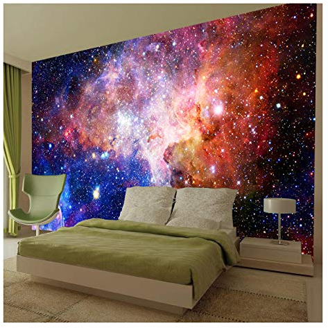 amazingsticker Weltraum-Tapete, Galaxie, Sterne, Planeten, Foto, Kinderzimmer, Heimdekoration, 390 x 260 cm
