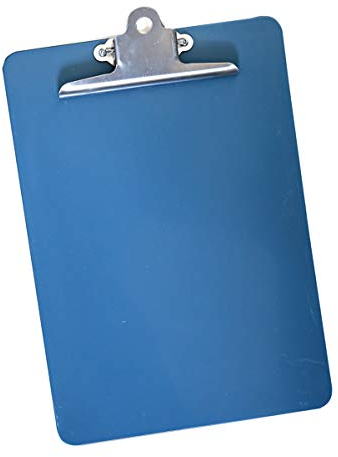 Clipboard aus Kunststoff oder Edelstahl, detektierbares Klemmbrett, A4, blau, silber, Größe:Kunststoff