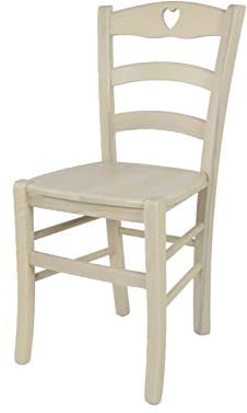 t m c s Tommychairs - Stuhl Cuore für Küche und Esszimmer, Robuste Struktur aus Buchenholz, in Anilinfarbe Weiss lackiert und Sitzfläche (Einbausitz) aus Holz