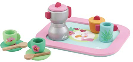 Trudi Vassoio Caffè (16 pz) by Sevi | Giochi in legno bambini. Set tazze servizio caffè bambina | 25,5x15,5cm | Giochi di imitazione | modello 83059