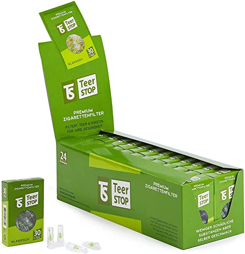 TS Teer STOP Filtres à Cigarettes Premium 8mm – 720 pcs, Embouts Microfiltre pour Cigarettes Prêtes à Fumer & Roulées à la Main, Accessoire Réutilisable en Plastique pour Cigarettes Standard
